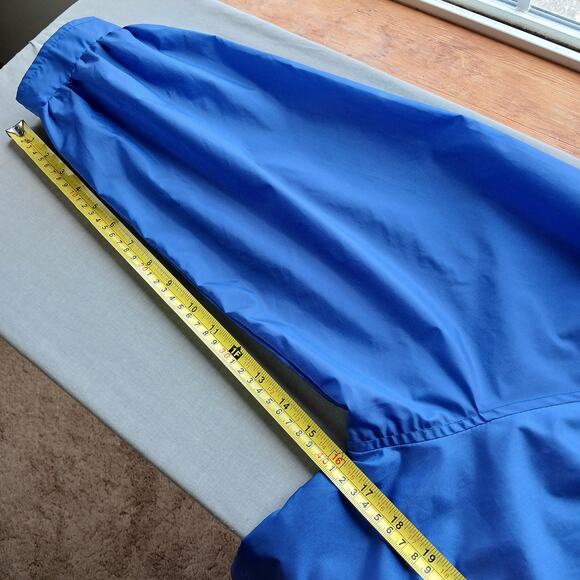 Lot One Cobalt Blue Vintage Nylon Raincoat Medium button up belt pockets - Picture 14 of 15